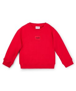 Hugo Boss-Kids’ fleece sweatshirt with red logo label-hugoboss