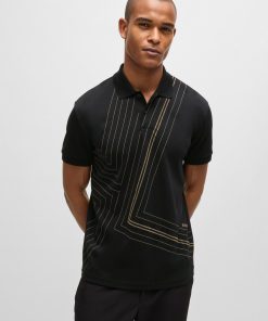 Hugo Boss Polo Shirts-Interlock-cotton polo shirt with fineline artwork-hugo boss near me