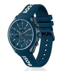 Hugo Boss Watches-Blue-plated chronograph watch with blue silicone strap-boss hugo 2