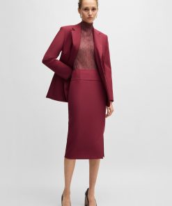 Hugo Boss Skirts-Extra-slim-fit pencil skirt with pleat details-boss near me 2