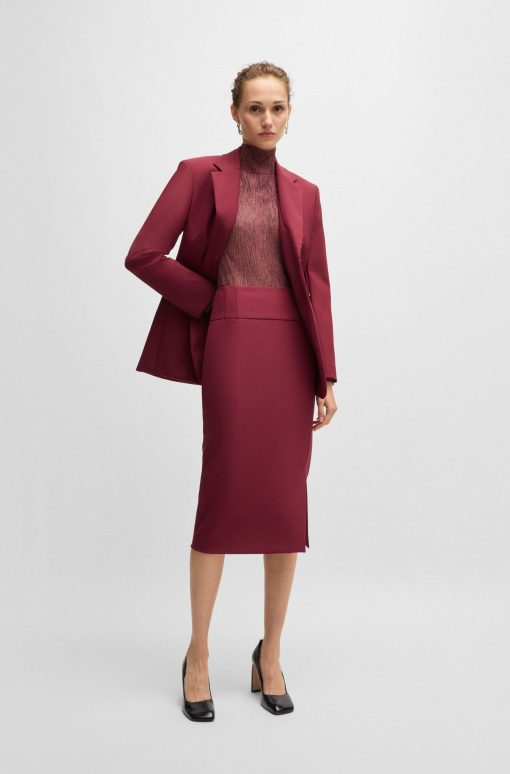 Hugo Boss Skirts-Extra-slim-fit pencil skirt with pleat details-boss near me - Image 2