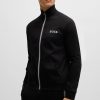 Hugo Boss Sweatshirts and Jogging Pants-Cotton-terry zip-up hoodie with logo print-boss outlet 3