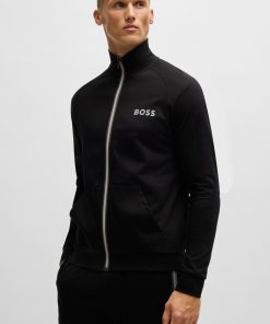 Hugo Boss Sweatshirts and Jogging Pants-Cotton-terry zip-up jacket with logo print-hugo boss store near me