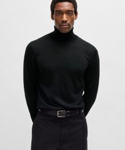 Hugo Boss Sweaters and Cardigans-Slim-fit rollneck sweater in merino wool-hugo by hugo boss