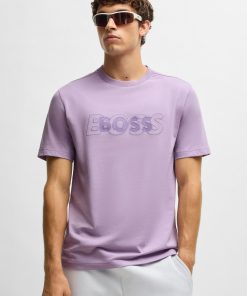 Hugo Boss T-Shirts-Cotton-jersey T-shirt with double logo artwork-hugo boss store