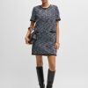 Hugo Boss Dresses-Cropped-sleeve dress with plissé skirt-boss store 4