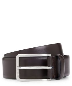 Hugo Boss Belts-Italian-made leather belt with engraved-logo buckle-hugo by hugo boss