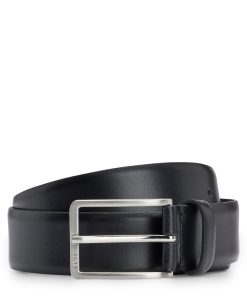 Hugo Boss Belts-Italian-made leather belt with engraved-logo buckle-boss near me