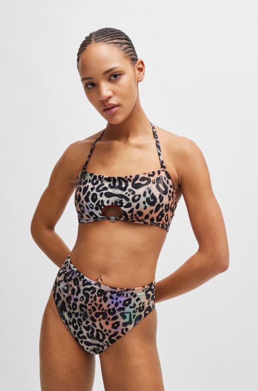 Hugo Boss-Animal-print bikini bottoms with stacked-logo charm-hugo boss store near me - Image 2