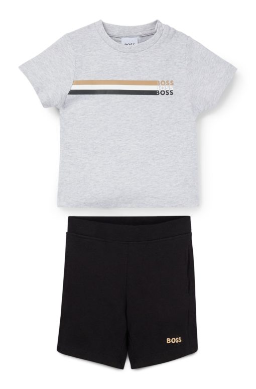 Hugo Boss-Kids' shorts and T-shirt set with logo details-hugo