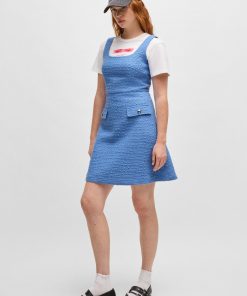 Hugo Boss Dresses-Textured-bouclé dress with faux flap pockets-hugo boss outlet