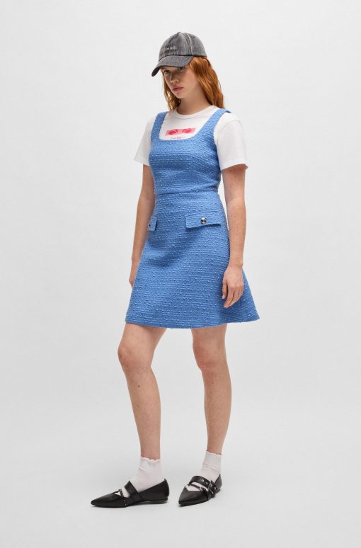 Hugo Boss Dresses-Textured-bouclé dress with faux flap pockets-hugo boss outlet