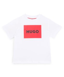 Hugo Boss-Kids’ T-shirt in cotton with box-logo print-hugo boss near me