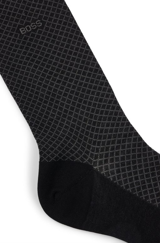 Hugo Boss Socks-Regular-length patterned socks in a mercerized-cotton blend-hugo - Image 2