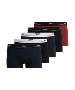 Hugo Boss Underwear-Five-pack of stretch-cotton trunks with logo waistbands-hugo boss store near me