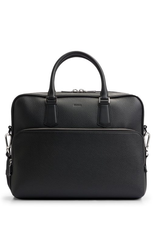 Hugo Boss Bags-Grained Italian-leather document case with embossed logo-hugo boss store