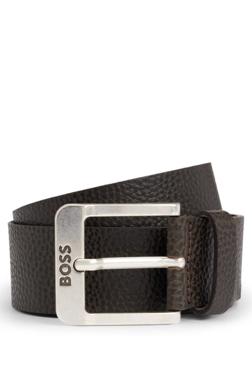 Hugo Boss Belts-Italian-leather belt with logo buckle-hugo boss sale