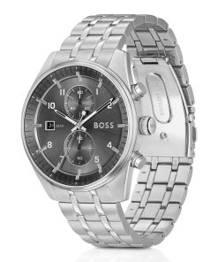 Hugo Boss Watches-Link-bracelet chronograph watch with gray dial-boss outlet 2