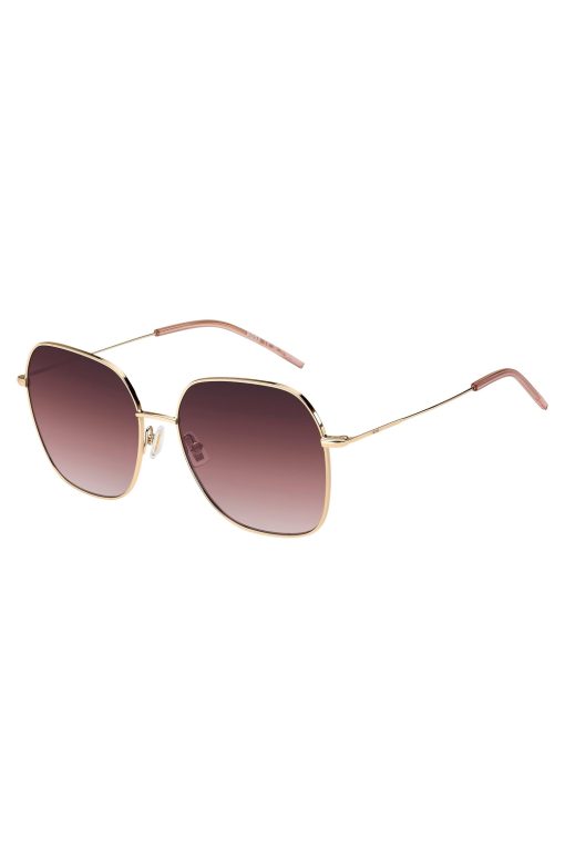 Hugo Boss Eyewear-Gold-tone sunglasses with pink details-hugo by hugo boss