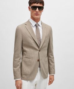 Hugo Boss Sport Coats-Slim-fit jacket in a patterned wool blend-hugo boss near me