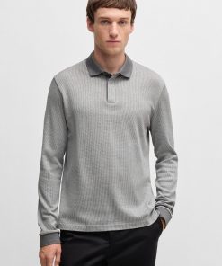 Hugo Boss Polo Shirts-Long-sleeved polo shirt in cotton with concealed placket-hugo