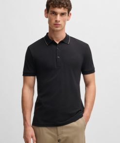 Hugo Boss Polo Shirts-Cotton-piqué slim-fit polo shirt with tonal logo-boss store near me