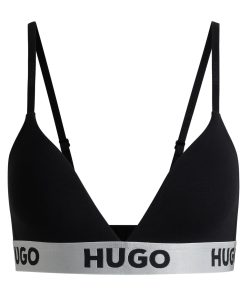 Hugo Boss Underwear, Pajamas, and Socks-Stretch-cotton triangle bra with logo band-hugo boss outlet