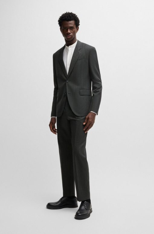 Hugo Boss Suits-Modern-fit suit in micro-patterned performance-stretch fabric-hugoboss