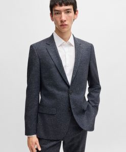 Hugo Boss Suits-Slim-fit suit in micro-patterned wool-hugo by hugo boss