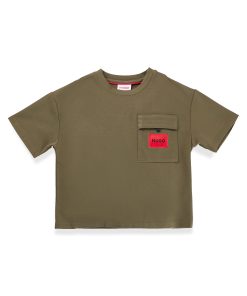 Hugo Boss-Kids’ T-shirt in stretch jersey with red logo label-hugo boss store near me