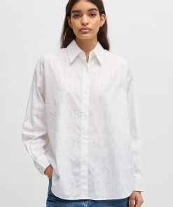 Hugo Boss Blouses-Oversize-fit blouse with devoré logo print-hugo boss outlet