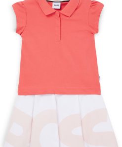 Hugo Boss-Kids’ two-in-one polo dress with logo print-hugoboss