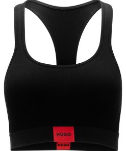 Hugo Boss Underwear, Pajamas, and Socks-Stretch-cotton bralette with logo label-boss store