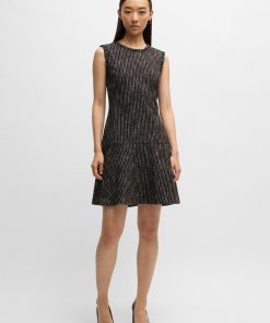 Hugo Boss Dresses-Tape-trim dress in jersey bouclé-hugoboss 2