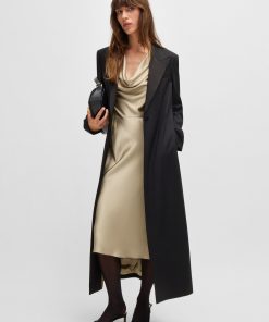 Hugo Boss Dresses-Cowl-neck dress in fluent satin with cowl neckline-boss near me