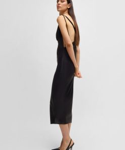 Hugo Boss Dresses-NAOMI x BOSS cocktail dress with asymmetric draped neckline-hugo boss outlet 2