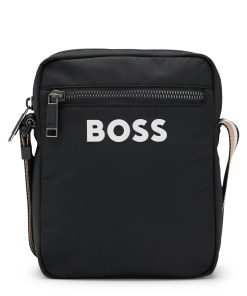 Hugo Boss-Crossbody bag with contrast logo and signature-stripe strap-hugo