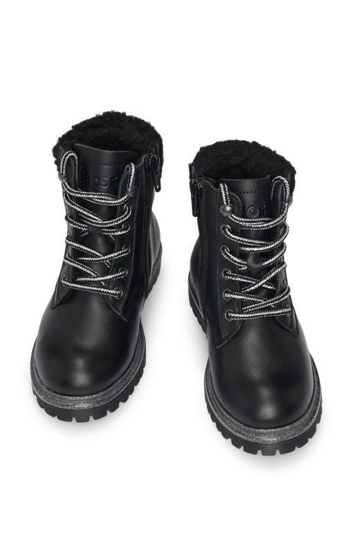 Hugo Boss-Kids' leather boots with Double B monogram-hugoboss - Image 2