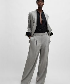 Hugo Boss Blouses-NAOMI x BOSS longline cotton blouse with crinkle-free effect-hugo boss store near me 2