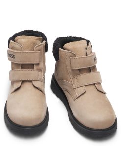 Hugo Boss-Kids’ boots in leather with faux-shearling collar-hugo boss store 2