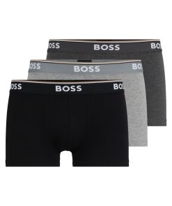 Hugo Boss Underwear-Three-pack of stretch-cotton trunks with logo waistbands-hugo boss outlet