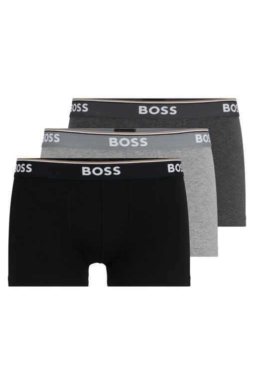 Hugo Boss Underwear-Three-pack of stretch-cotton trunks with logo waistbands-hugo boss outlet