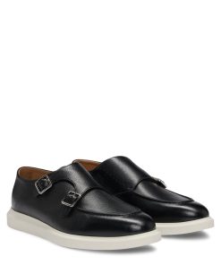 Hugo Boss Business Shoes-Grained-leather monk shoes with double strap-boss store near me