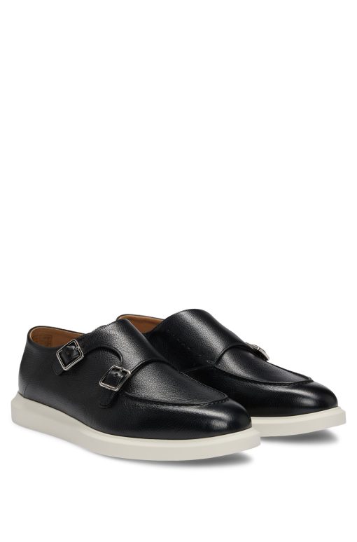 Hugo Boss Business Shoes-Grained-leather monk shoes with double strap-boss store near me