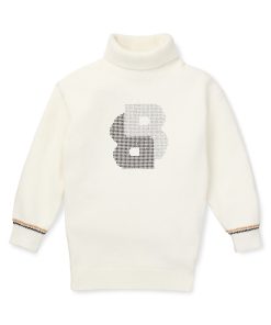 Hugo Boss-Kids’ rollneck sweater dress with rhinestone Double B monogram-hugo boss store near me