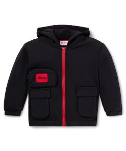 Hugo Boss-Kids’ zip-up hoodie with red logo label-boss outlet