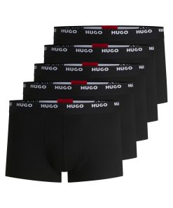 Hugo Boss Underwear-Five-pack of stretch-cotton trunks with logo waistbands-hugo by hugo boss