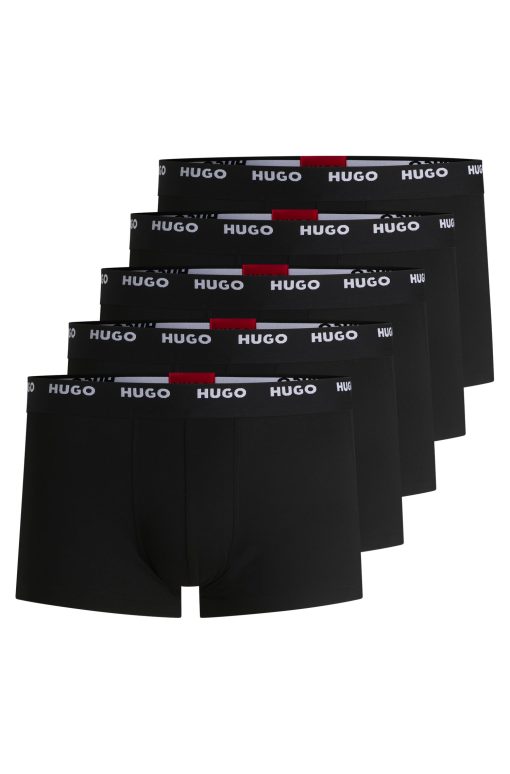 Hugo Boss Underwear-Five-pack of stretch-cotton trunks with logo waistbands-hugo by hugo boss