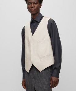 Hugo Boss-Padded cotton waistcoat with concealed closure-boss outlet