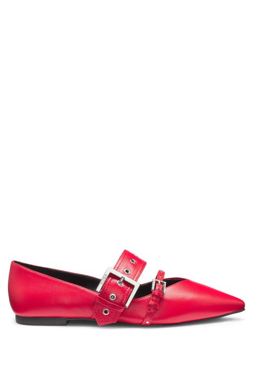 Hugo Boss Sandals-Nappa-leather ballerina pumps with buckled straps-hugo boss store - Image 2